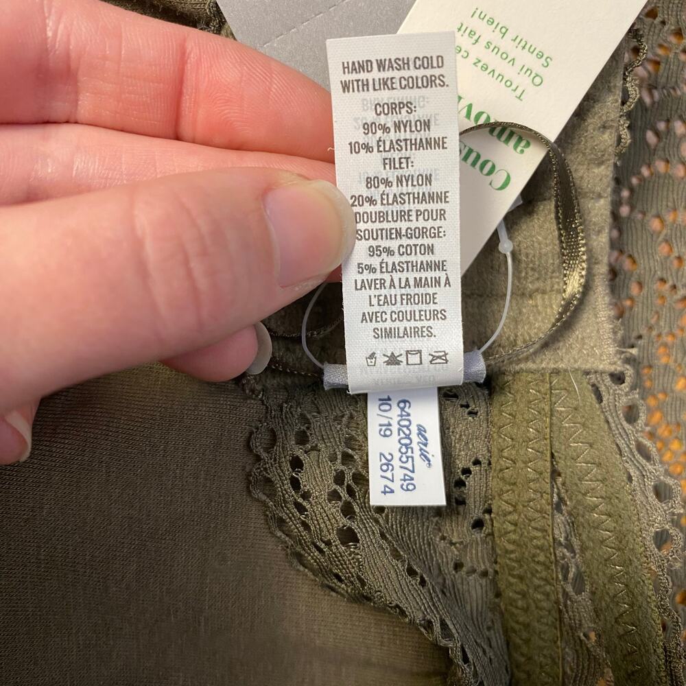 American Eagle Aerie Green Wildflower Lace Padded Halter Bralette Size M NWT - Picture 10 of 10